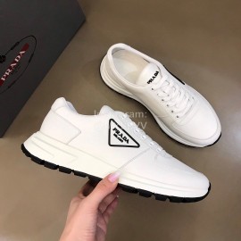 Prada Cowhide Thick Soled Sneakers For Men White