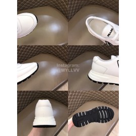 Prada Cowhide Thick Soled Sneakers For Men White