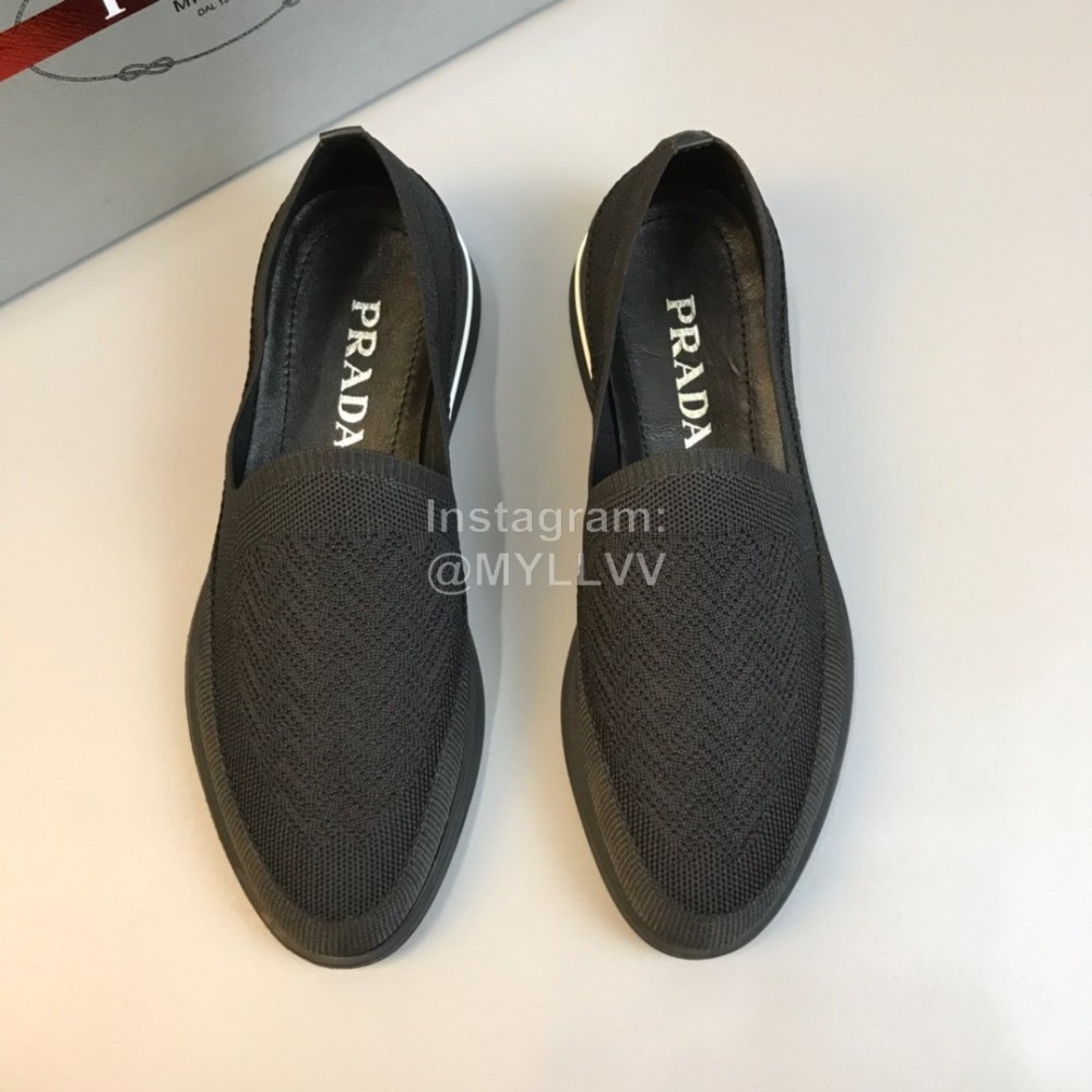 Prada Summer Breathable Knitted Casual Shoes For Men Black