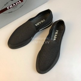 Prada Summer Breathable Knitted Casual Shoes For Men Black