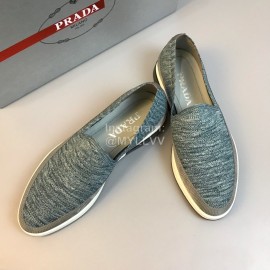 Prada Summer Breathable Knitted Casual Shoes For Men Green