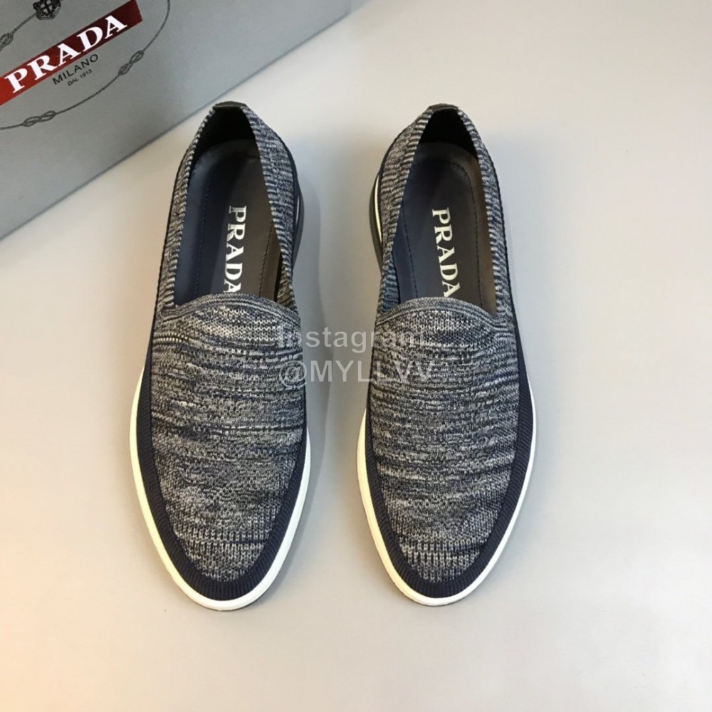 Prada Summer Breathable Knitted Casual Shoes For Men Gray