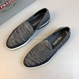 Prada Summer Breathable Knitted Casual Shoes For Men Gray