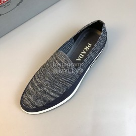 Prada Summer Breathable Knitted Casual Shoes For Men Gray