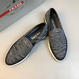 Prada Summer Breathable Knitted Casual Shoes For Men Gray