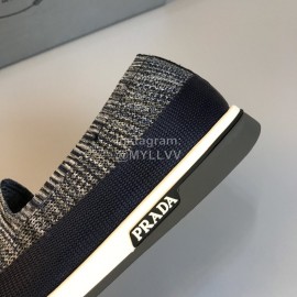 Prada Summer Breathable Knitted Casual Shoes For Men Gray