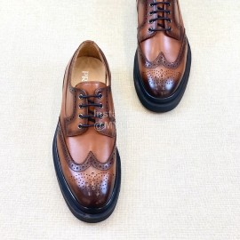 Prada Carved Cowhide Lace Up Casual Shoes For Men Brown