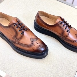 Prada Carved Cowhide Lace Up Casual Shoes For Men Brown