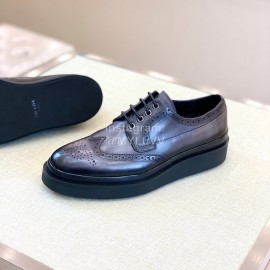 Prada Carved Cowhide Lace Up Casual Shoes For Men Gray