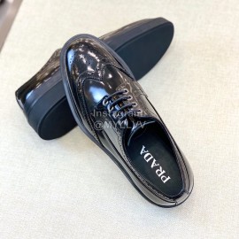 Prada Carved Cowhide Lace Up Casual Shoes For Men Black
