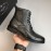 Prada Cowhide Lace Up Zipper Boots For Men Black