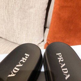 Prada Fashion Soft Fur Thick Soles Slippers For Women Black