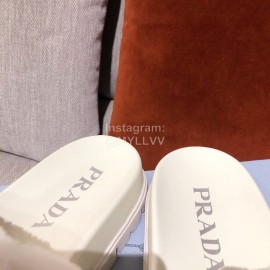 Prada Fashion Soft Fur Thick Soles Slippers For Women White