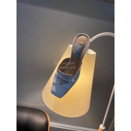 Prada Fashion Patent Leather High Heel Sandals For Women White