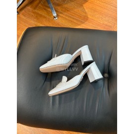 Prada Fashion Patent Leather High Heel Sandals For Women White