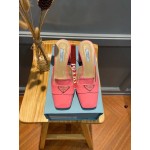 Prada Fashion Patent Leather High Heel Sandals For Women Pink