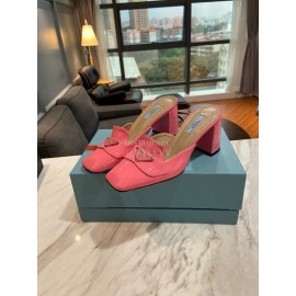 Prada Fashion Patent Leather High Heel Sandals For Women Pink
