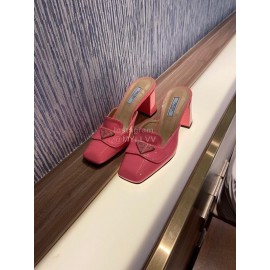 Prada Fashion Patent Leather High Heel Sandals For Women Pink