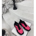 Prada Fashion Thick Soled Casual Shoes For Men And Women Rose Red