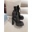 Prada Autumn Winter Black Patent Leather Thick Soles High Heel Boots For Women 
