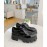 Prada Autumn Winter New Black Patent Leather Thick Soles Lace Up Shoes For Women 