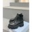 Prada Autumn Winter Leather Thick Soles Short Boots For Women Black