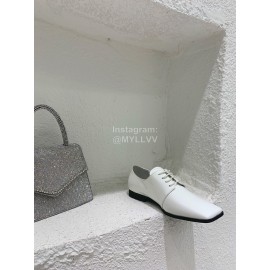 Prada Fashion Square Head Cowhide Shoes For Women White