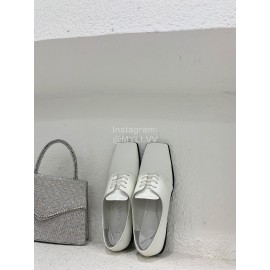 Prada Fashion Square Head Cowhide Shoes For Women White