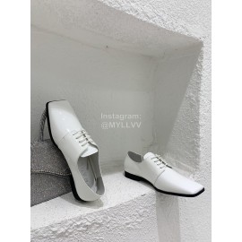 Prada Fashion Square Head Cowhide Shoes For Women White