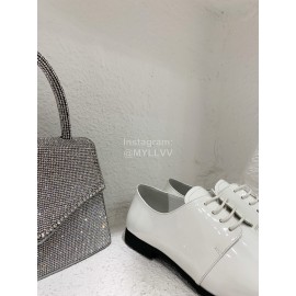 Prada Fashion Square Head Cowhide Shoes For Women White