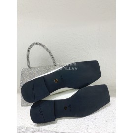 Prada Fashion Square Head Cowhide Shoes For Women White