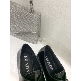 Prada Fashion Square Head Cowhide Shoes For Women Black