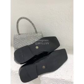 Prada Fashion Square Head Cowhide Shoes For Women Black