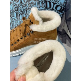 Prada Autumn And Winter Thick Soled Wool Sneakers Brown