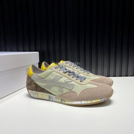 Premiata Vintage Leather Canvas Sneakers For Men