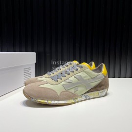 Premiata Vintage Leather Canvas Sneakers For Men