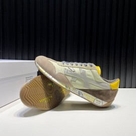 Premiata Vintage Leather Canvas Sneakers For Men