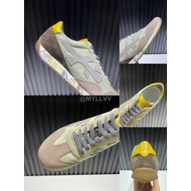 Premiata Vintage Leather Canvas Sneakers For Men