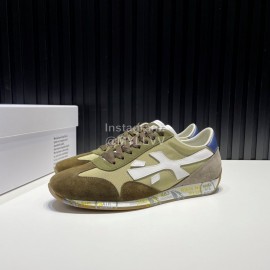 Premiata Vintage Leather Canvas Sneakers For Men Green