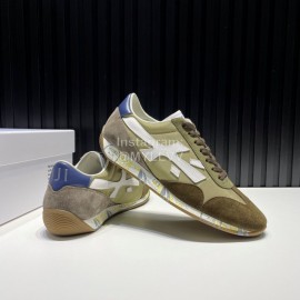 Premiata Vintage Leather Canvas Sneakers For Men Green