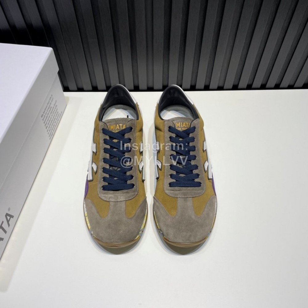 Premiata Vintage Leather Canvas Sneakers For Men Brown