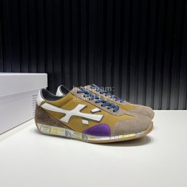 Premiata Vintage Leather Canvas Sneakers For Men Brown