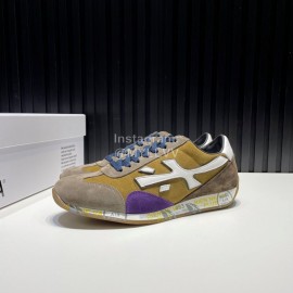 Premiata Vintage Leather Canvas Sneakers For Men Brown