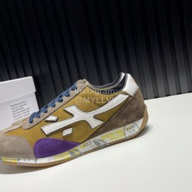 Premiata Vintage Leather Canvas Sneakers For Men Brown