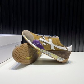 Premiata Vintage Leather Canvas Sneakers For Men Brown