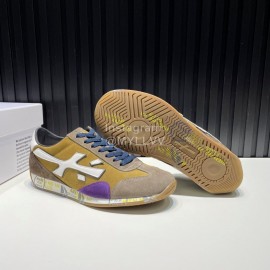 Premiata Vintage Leather Canvas Sneakers For Men Brown