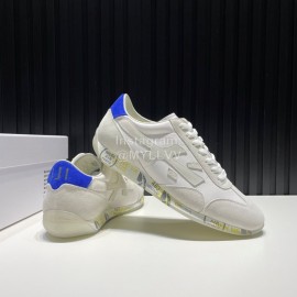 Premiata Vintage Leather Canvas Sneakers For Men White
