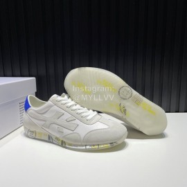 Premiata Vintage Leather Canvas Sneakers For Men White