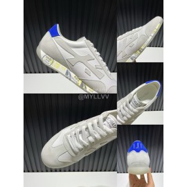 Premiata Vintage Leather Canvas Sneakers For Men White