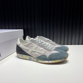 Premiata Vintage Leather Canvas Sneakers For Men Gray